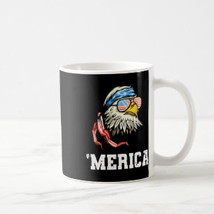 Caneca De Café Em julho, Merica Usa Flag Bald Eagle Patriotic Vet