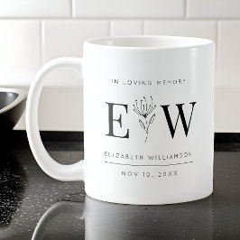 Caneca De Café Em Memória Amante Memorial Moderna Folhagem Monogr