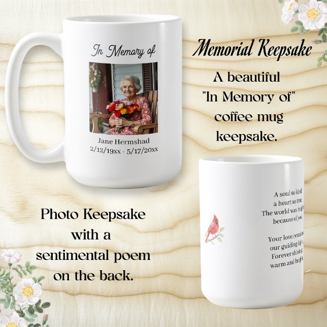 Caneca De Café Em Memória de | Presente de Lembrança com Foto (Criador carregado)