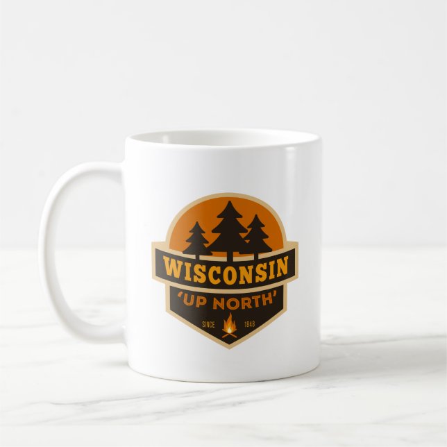 Caneca De Café Em North Wisconsin - Rustic Lake & Camping Mug (Esquerda)