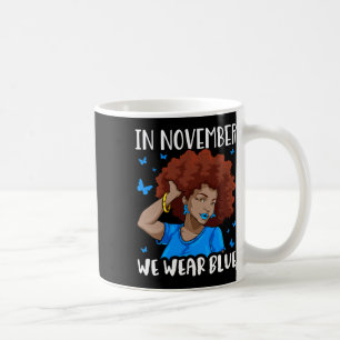 Caneca De Café Em novembro, usamos uma mulher negra azul com diab