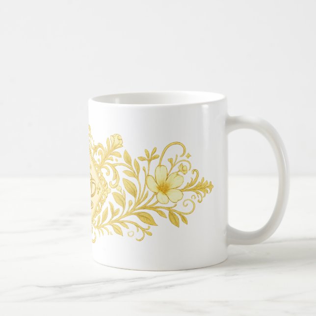 Caneca de Café em Ouro de Luxo: Ornamentação Real (Direita)