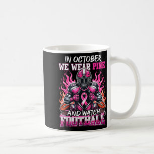 Caneca De Café Em Outubro Nós Usamos Futebol Rosa Câncer de Mama 