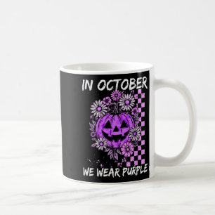 Caneca De Café Em Outubro Usamos Roxo Violência Doméstica Vintage