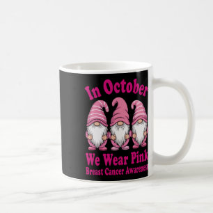 Caneca De Café Em outubro, Vestimos a Consciência do Gnomo Rosa 1