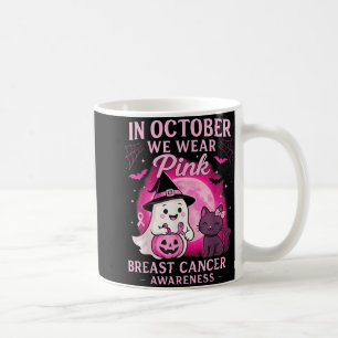 Caneca De Café Em outubro, Vestimos Canceres De Mama De Gato Rosa