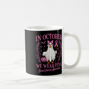 Caneca De Café Em outubro, Vestimos Fantasma de Ganso Cancer Rosa