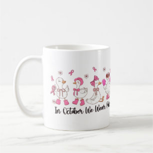 Caneca De Café Em outubro, Vestimos o Design rosa-🎀-🦆-💗