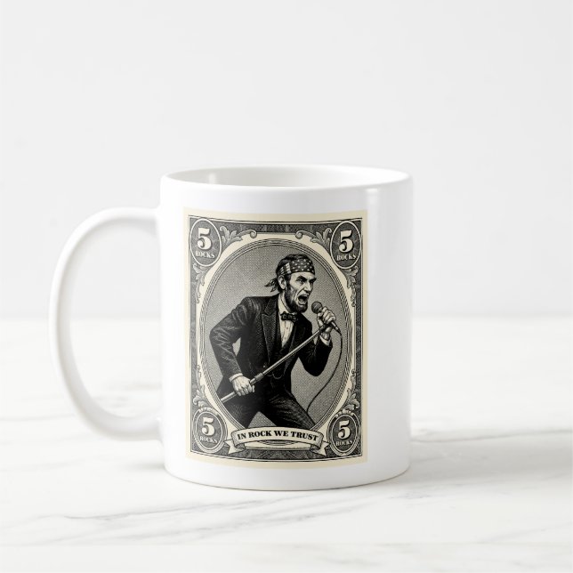 Caneca De Café Em Rocha Confiamos 5 Rochas Cantor Lincoln (Esquerda)