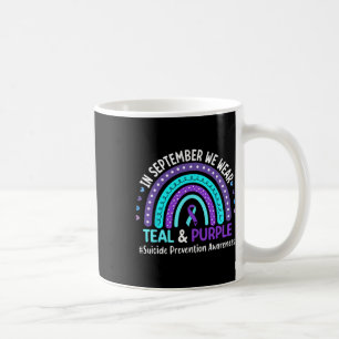 Caneca De Café Em Setembro, Vestimos Suicioso De Fita Roxo E Teal