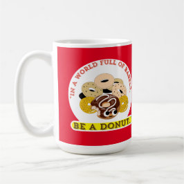 CANECA DE CAFÉ EM UMA PALAVRA DE BAGELS, SEJA UMA ROSQUINHA