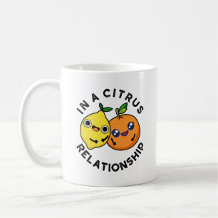 Caneca De Café Em Uma Relação Citrino, Fruta Funny Pun