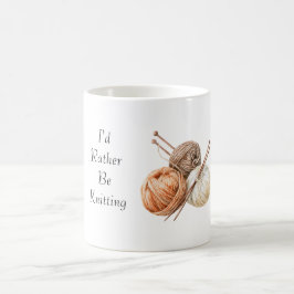 Caneca De Café Em vez de Tricotar Laranja Marrom Creme Fio