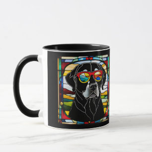 Caneca de café em vidro colorido com Labrador pret