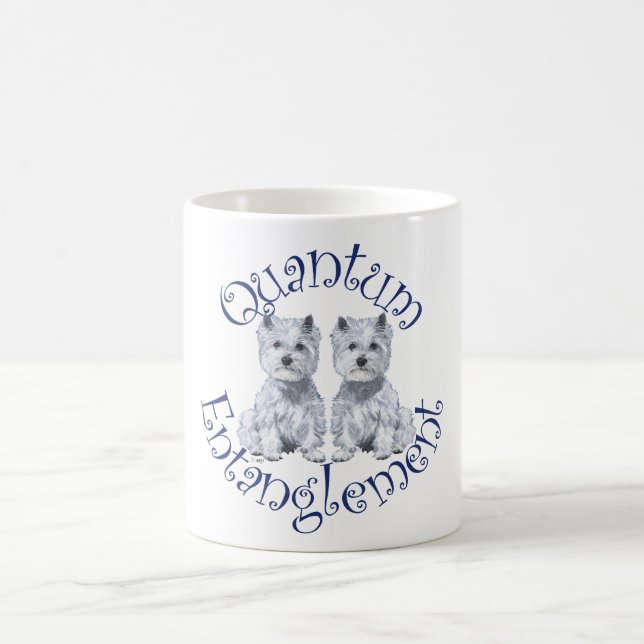 Caneca De Café Emaranhamento Quântico de Westies (Centro)