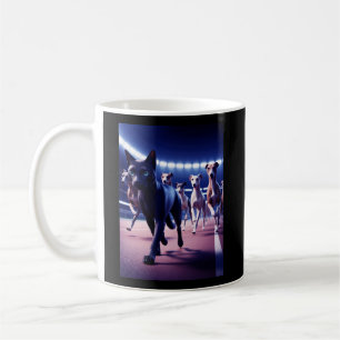 Caneca De Café Embalagem Líder De Gato Preto De Cães Na Faixa De 