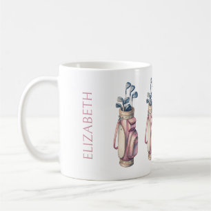 Caneca De Café Embarcações de Golfe com Cores de Água Rosa Vintag