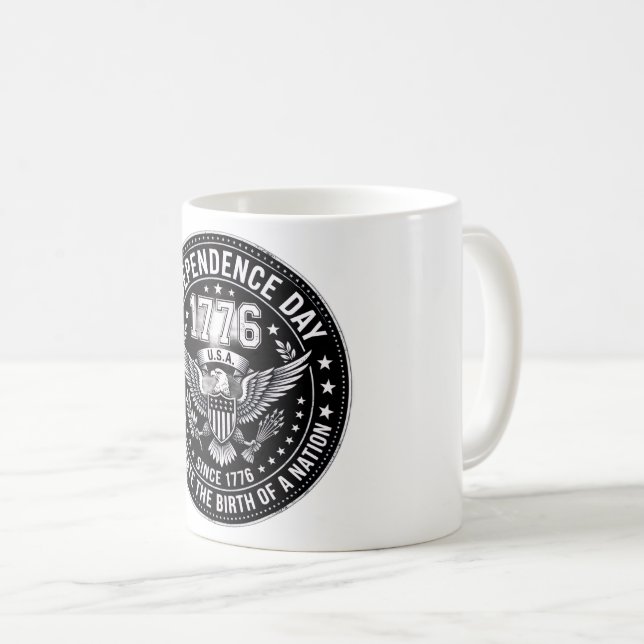 Caneca De Café Emblema Angustiado do Dia da Independência de 1776 (Frente Esquerda)