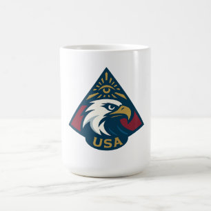 Caneca De Café Emblema da Pirâmide de Águia dos EUA — Olho de Pro
