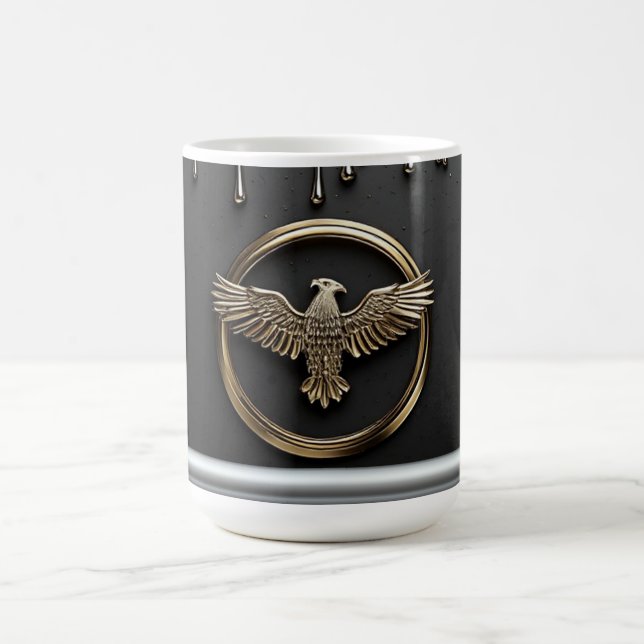 Caneca De Café Emblema de Águia Dourada com Asas Estendidas (Centro)