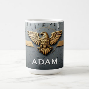 Caneca De Café Emblema de Águia Dourada com Asas Estendidas