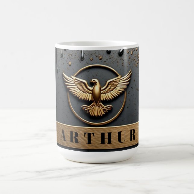 Caneca De Café Emblema de Águia Dourada com Asas Estendidas (Centro)