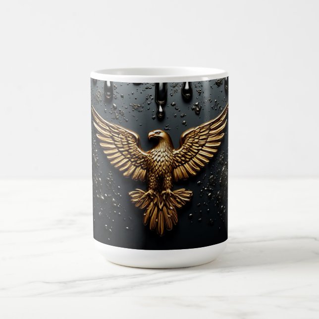 Caneca De Café Emblema de Águia Dourada com Asas Estendidas (Centro)