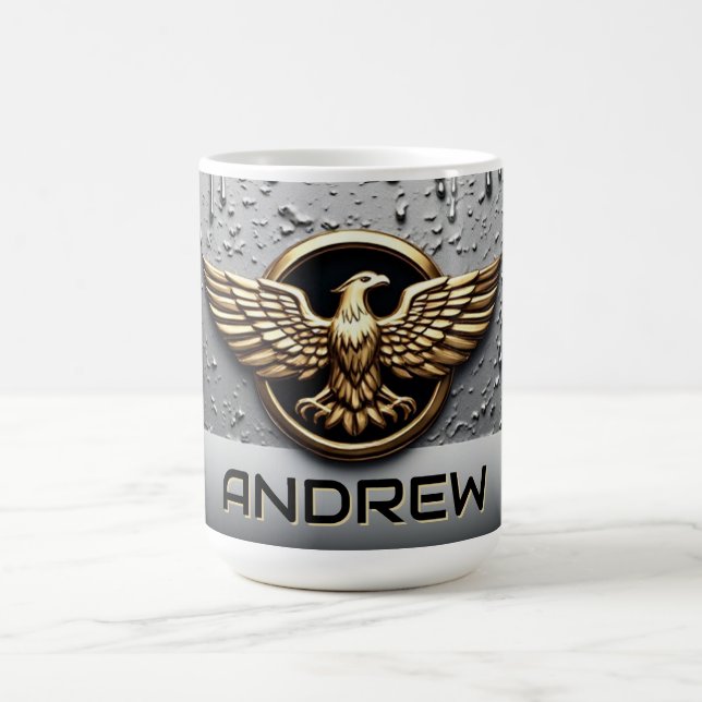 Caneca De Café Emblema de Águia Dourada com Asas Estendidas (Centro)