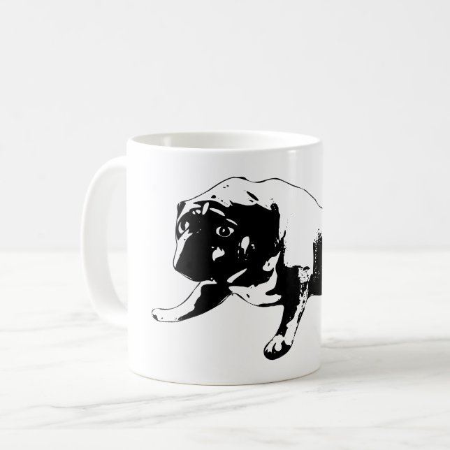 Caneca De Café Emblema de bulldog em tinta-ferro com simetria fer (Frente Esquerda)