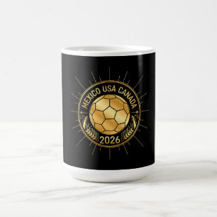 Caneca De Café Emblema de Futebol Dourado 2026 México EUA Canad