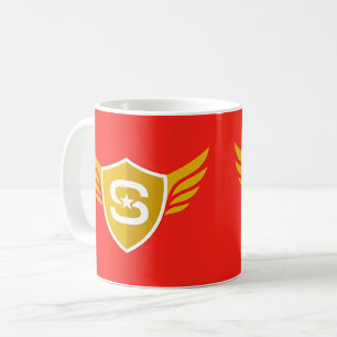 Caneca De Café Emblema de Herói Escudo Alado Vermelho Dourado Can