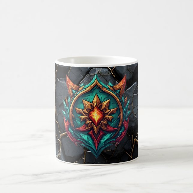 Caneca De Café Emblema de Jogador de Crista de Dragão Mítico (Centro)