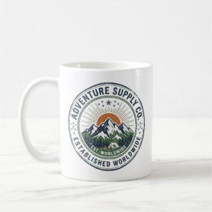 Caneca De Café Emblema de Montanha de Aventura ao Ar Livre Retrô