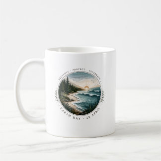 Caneca De Café Emblema do Dia da Terra – Círculo com Paisagem Nat