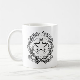Caneca De Café Emblema Nacional da Itália - contorno negro