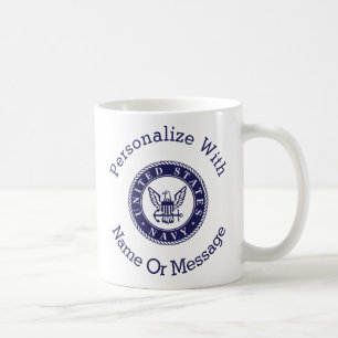 Caneca De Café Emblema personalizado do marinho de E.U.