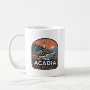 Caneca De Café Emblema Retro do Parque Nacional Acadia