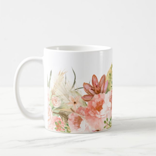 Caneca De Café Embrace Bohemian Charm: Boho Flowers (Esquerda)