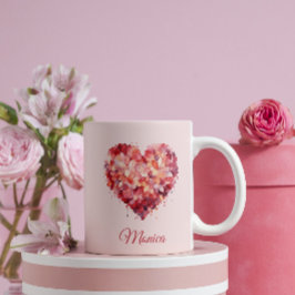 Caneca De Café Embraço Floral | Coração | Dia de os namorados per