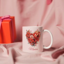 Caneca De Café Embraço Floral | Coração | Dia de os namorados per