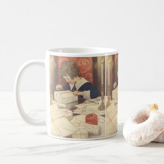 Caneca De Café Embrulhando presentes de Natal, Jessie Willcox Smi (Com Donut)
