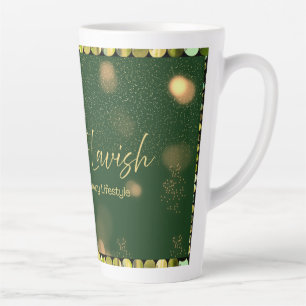 Caneca de Café Emerald Gold Sequin Wish Latte - Si