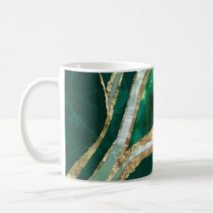 Caneca De Café Emerald Green e abstrato Dourada
