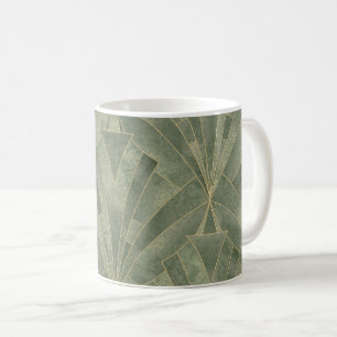 Caneca De Café Emerald Green e Dourado padrão de arte deco