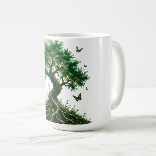 Caneca De Café emerald magic tree latte mug (Frente Esquerda)