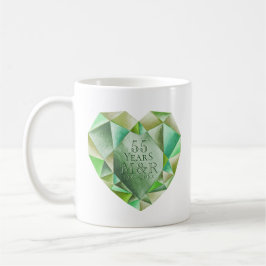 Caneca De Café Emerald Watercolor Heart 55º Aniversário de Casame