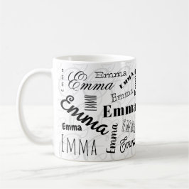 Caneca De Café Emma Custom Name Black White Coffee Mug