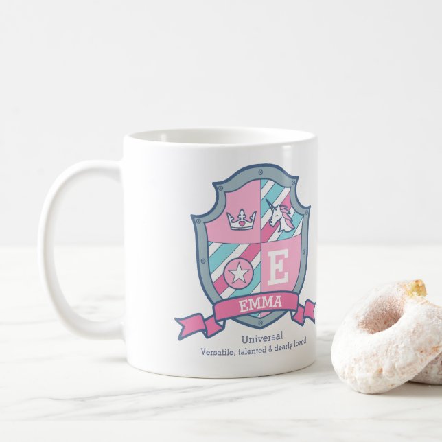 Caneca De Café Emma Knight princess shield pink blue name signifi (Com Donut)