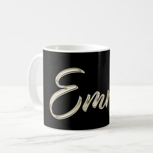 Caneca De Café Emma white gold Handwriting Tasse Kaffeetasse (Frente Esquerda)