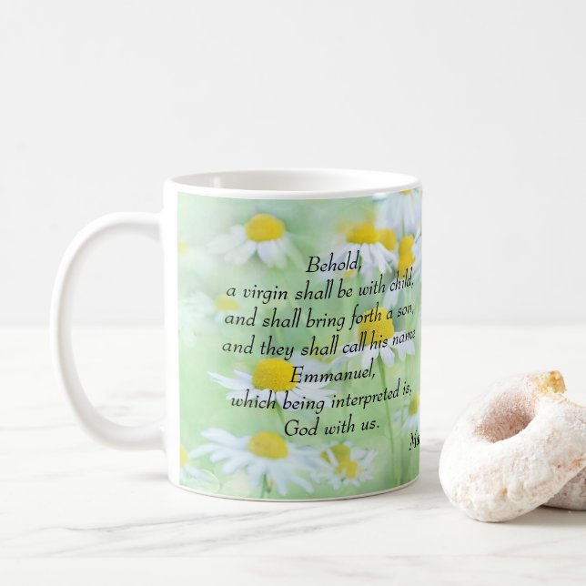 Caneca De Café Emmanuel, Deus Conosco - Mateus 1:23 (Com Donut)